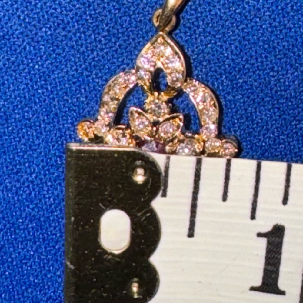 18K yellow gold ruby/diamond pendant - Picture 4 of 5